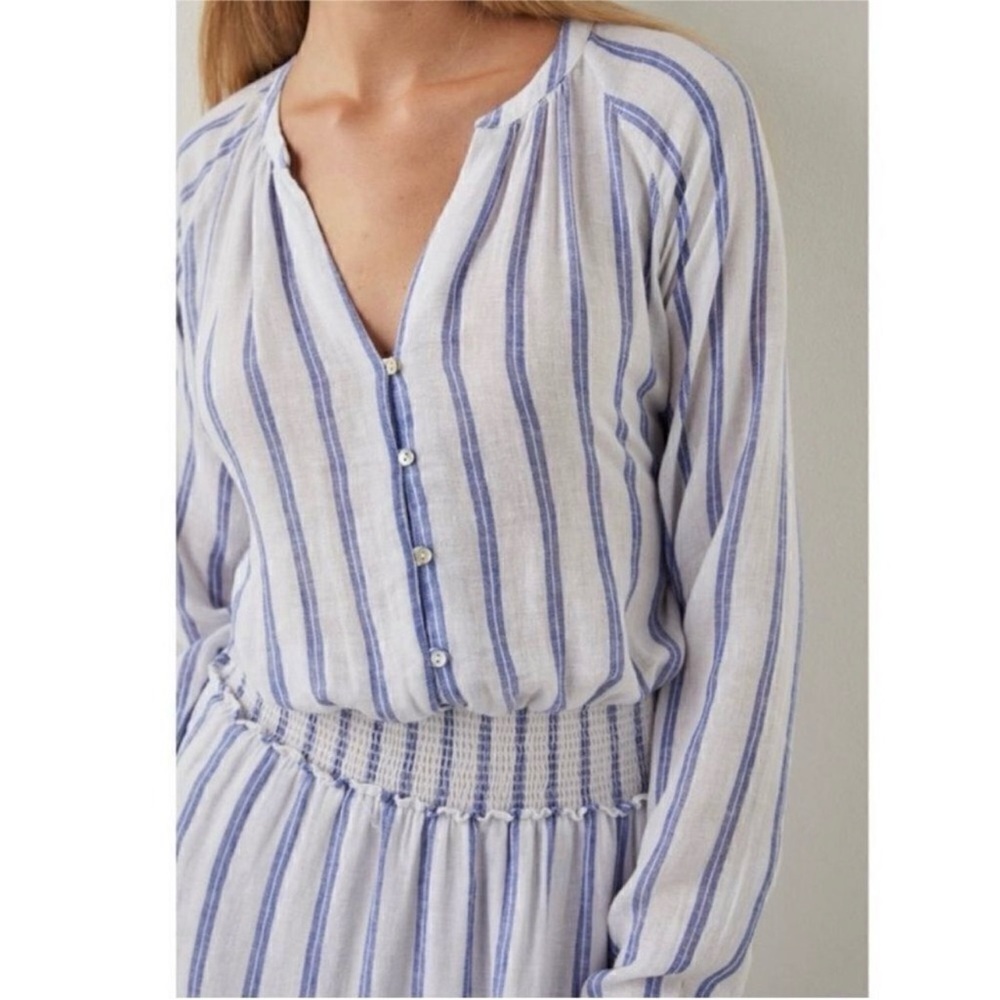 Rails Jasmine Villa Stripe Long Sleeve Linen Blend Dress sz S NWT - Picture 2 of 15